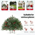 thumbnail image 2 of Bxaolu Lighted Artificial Christmas Urn Filler, Pre-lit Xmas Pine Trees with Cones, Red Berries, Tripod Stake and LED Lights, Outdoor Light Up Planter Filler Holiday Home Decor, 1 Pack, 2 of 5
