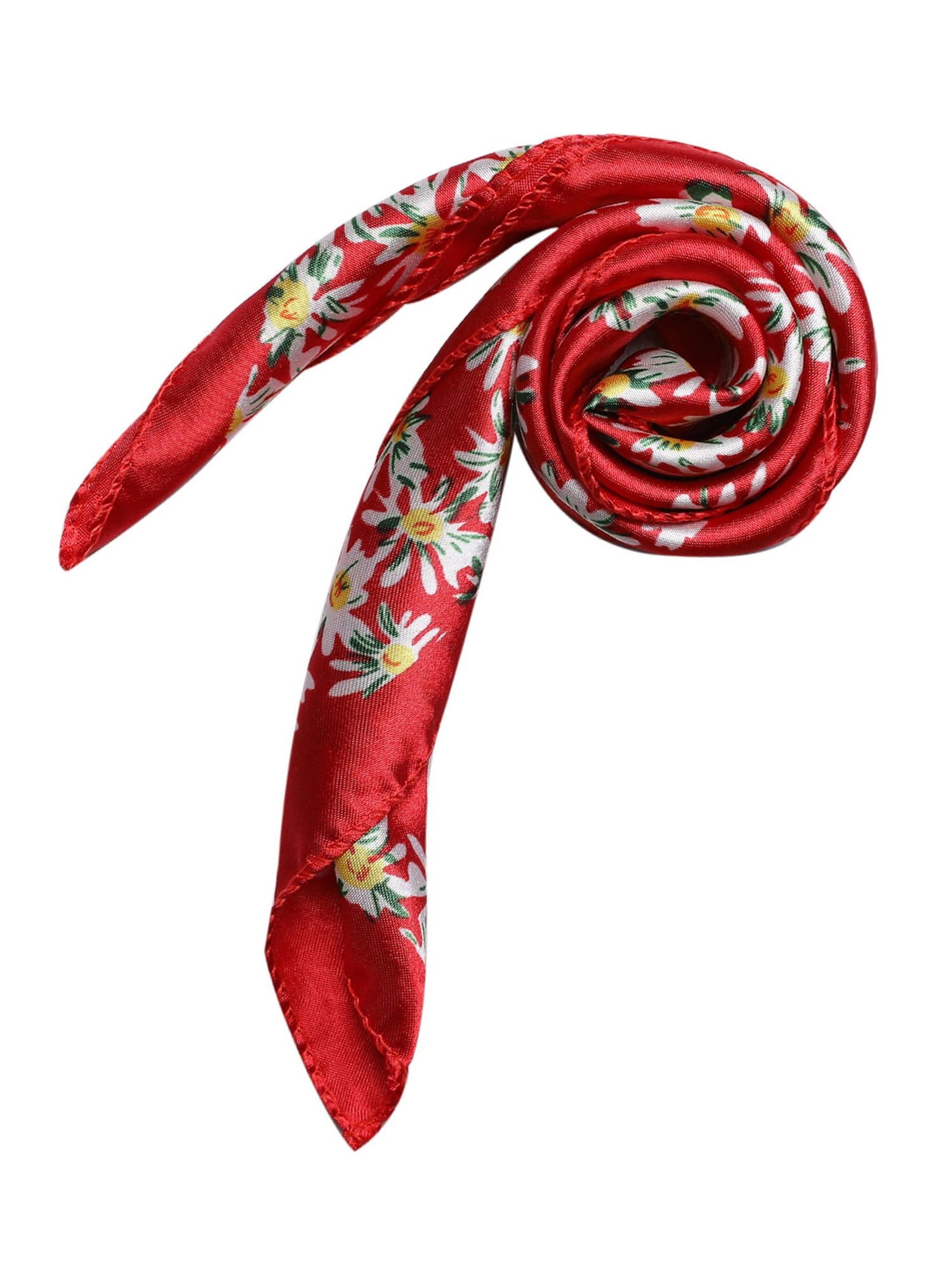 Unique Bargains Women Satin Print Square Scarves Kerchief Neck Scarves 20 x 20""