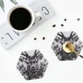 thumbnail image 4 of Honeii Monochrome Deer Floral Print Leather Coaster Set of 4, Ideal for Safeguarding Your Furniture from Drinks Spills and Effortless Cleanup-Hexagon, 4 of 6