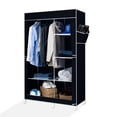 thumbnail image 1 of Closet Armable Ropero Pequeño de 2 Secciones Largo 105cm Negro 165*105*45cm Marthing Ropero Multifuncional Gran Capacidad para Mudanzas y Espacios Temporales Armario Portatil Facil de Armar, 1 of 10