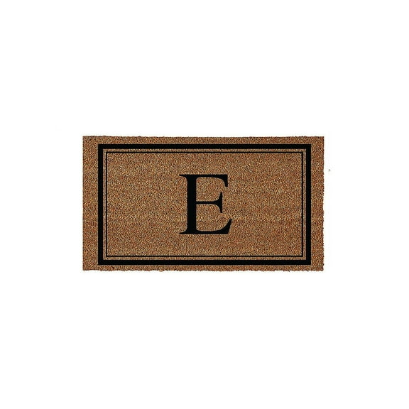 Evergreen Monogram Indoor Outdoor 100% Natural Coir Doormat 28" x 16" |  Letter  "E"