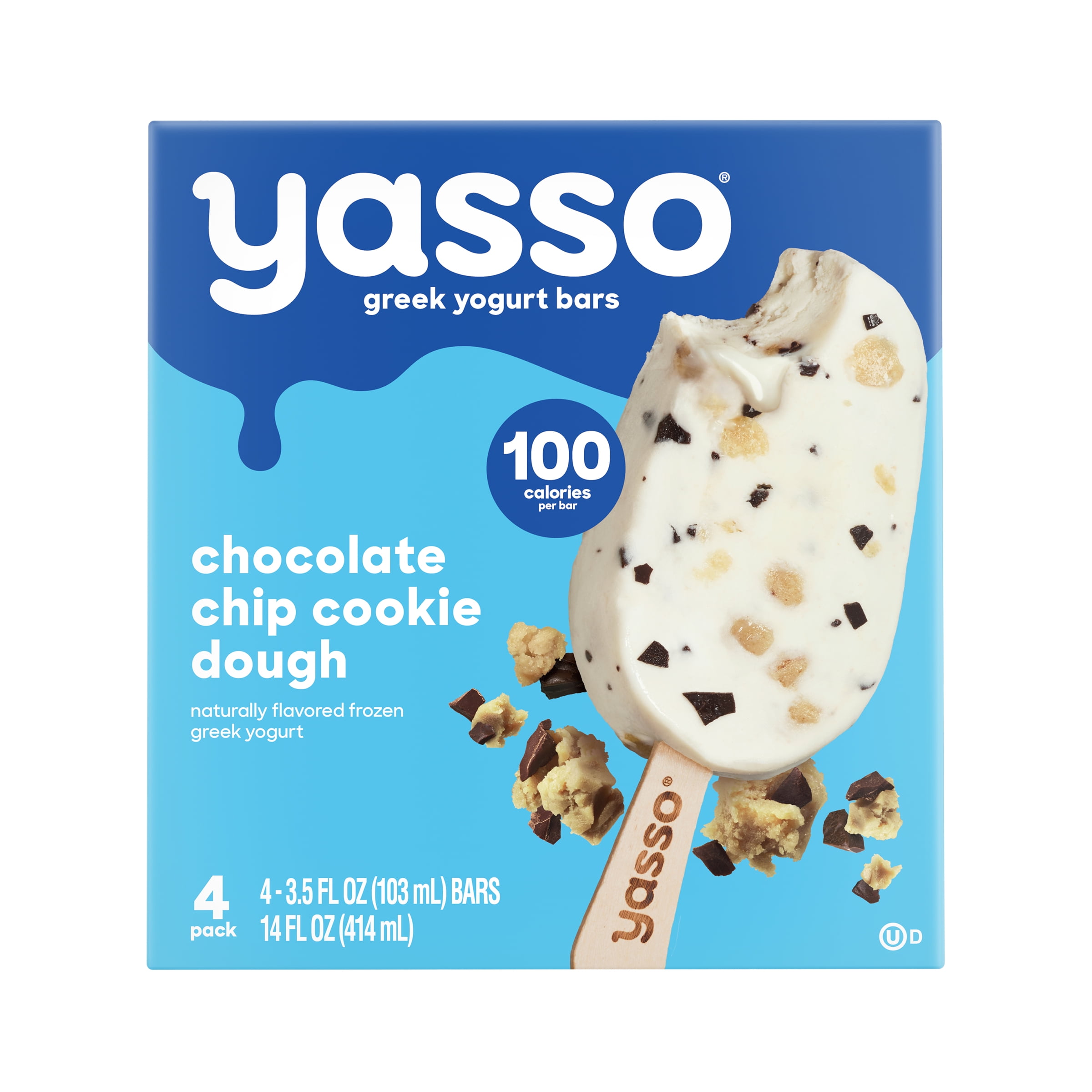 Yasso Chocolate Chip Cookie Dough Greek Yogurt Bars, 3.5 fl oz, 4 count