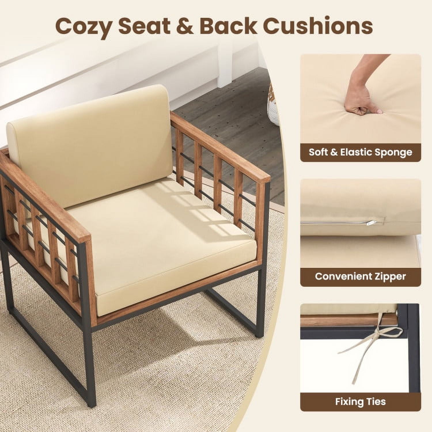 Aimee Lii 5 Pieces Patio Chair Set Acacia Wood Outdoor Sofa Set with Soft Cushions, Outdoor Patio Furniture Sets, Beige Aimee Lii 5 Pieces Patio Chair Set Acacia Wood Outdoor Sofa Set with Soft Cushions, Outdoor Patio Furniture Sets, Beige
