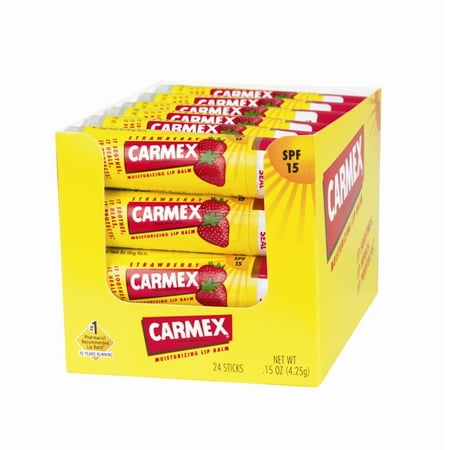 Carmex Stick, Strawberry, 0.15 Oz, 24 Ct
