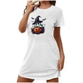 thumbnail image 3 of Drses‌‌ ‌‌‌‌‌‌‌‌‌‌‌‌‌‌‌‌‌‌‌‌‌‌‌‌‌‌‌‌‌Women's Halloween Plus Size Nightgown - Ghost & Pumpkin Print Short Sleeve Sleepwear, 3 of 3