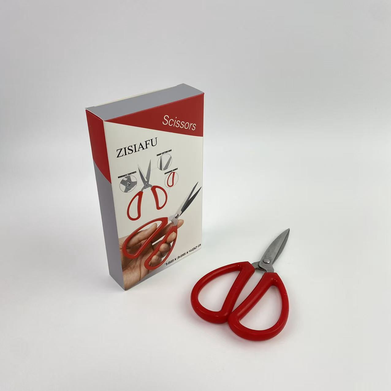 ZISIAFU Scissors,Multi-Purpose Perfect for Cutting Stainless Steel Sharp Scissors with Red Handle for Home Use Arts Crafts
