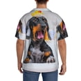 thumbnail image 3 of Lsque Puppy Sits In Bathtub print Men's Cuban Collar Short Sleeve Shirt Summer Beachwear Casual Button Down Fashionable Vacation Leisure Shirt-3X-Large, 3 of 7