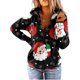 thumbnail image 1 of Sudadera de manga larga con estampado de Navidad y cremallera con cuello en V para mujer, blusa informal, Tops Pompotops  gfhjh11670, 1 of 7