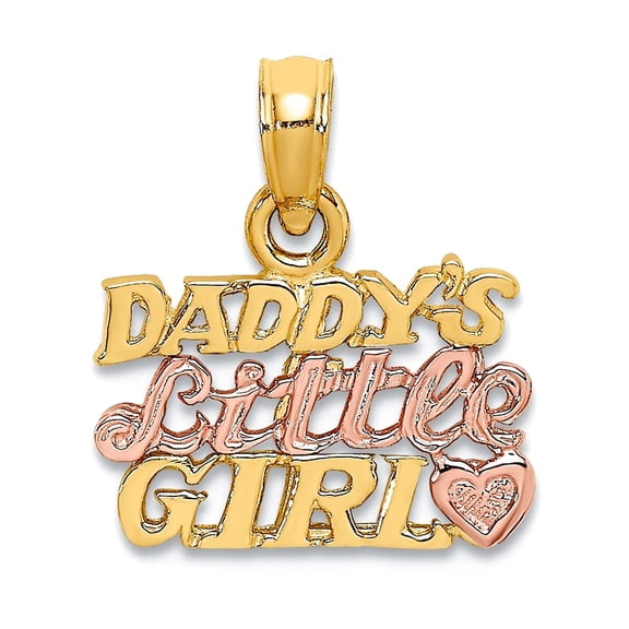 14k Two-tone Gold Daddys Little Two-color Charm 12.85x13.2mm Wide Pendant Necklace for Women