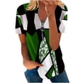 thumbnail image 1 of Blusa informal con cuello en V y manga corta con estampado de verano para mujer con estilo OAVQHLG3B Store  lin121212, 1 of 5