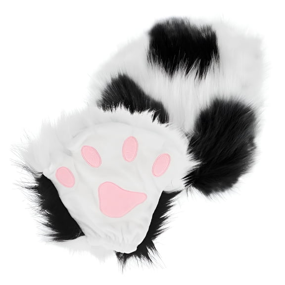 FLORNIX Cat's Claw Gloves Paws Cosplay Fluffy Mittens for Women Plush Therian Mitts Women's Keep Warm