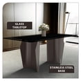 thumbnail image 5 of LeisureMod Zelan Modern 71” Rectangular Dining Table for 4 to 8 People with Glass Top and Stainless Steel Base in Black, 5 of 11