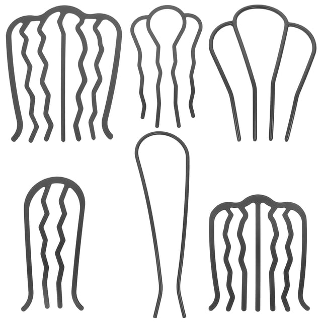 6 peines de hierro para peinado de cabello largo para mujer, peine para moño recogido, peine para el cabello con dientes.