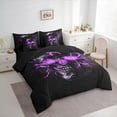 thumbnail image 3 of Castle Fairy Abstract Lightning Skull Bedding Comforter Set 7 Pieces for Female Men Women,Black Purple Full Bedding Set Lightweight,Gothic Style Fitted Sheet Flat Sheet,Microfiber Bedroom Decor, 3 of 8