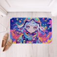 thumbnail image 2 of YST Watercolor Anime Girl Bath Mat, 3D Anime Bathroom Rugs Cosmo Galaxy Sci-Fi Virtual Reality Non Slip Bath Rug Graffti Stars Print Bathroom Accessories 16"X24", 2 of 5