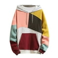 thumbnail image 2 of Hoodies for Men Color Blocking Long Sleeve Hoodie,Splicing Large Size Long Sleeve Sweater,Dopamine Color Hooded Sweatshirt, 2 of 9