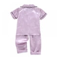 thumbnail image 2 of Toddler Baby Girl Satin Silk 2 Piece Long Sleve Collared Button Down Shirts and Pants Casual Loungwear Cute Clothes, 2 of 10