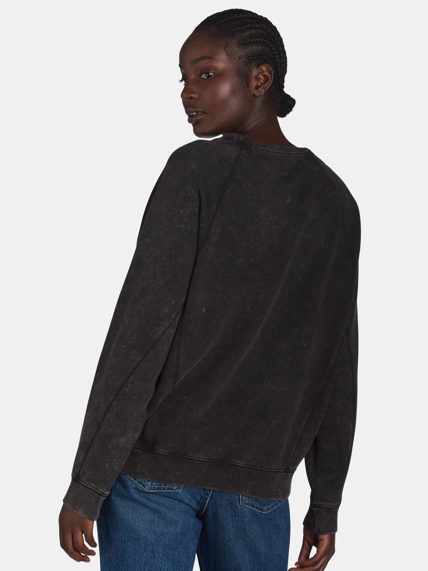 Time and Tru Women’s Washed Sweatshirt with Long Sleeves, Sizes S-XXXL