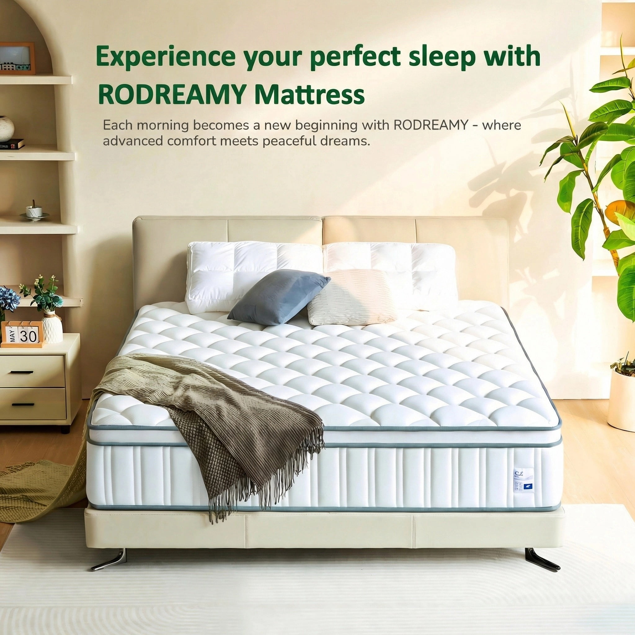 RODREAMY 12 inch Full Mattress, Hybrid Mattress in a Box, Medium Firm, Pressure Relief & Motion Isolation, Breathable & CertiPUR-US