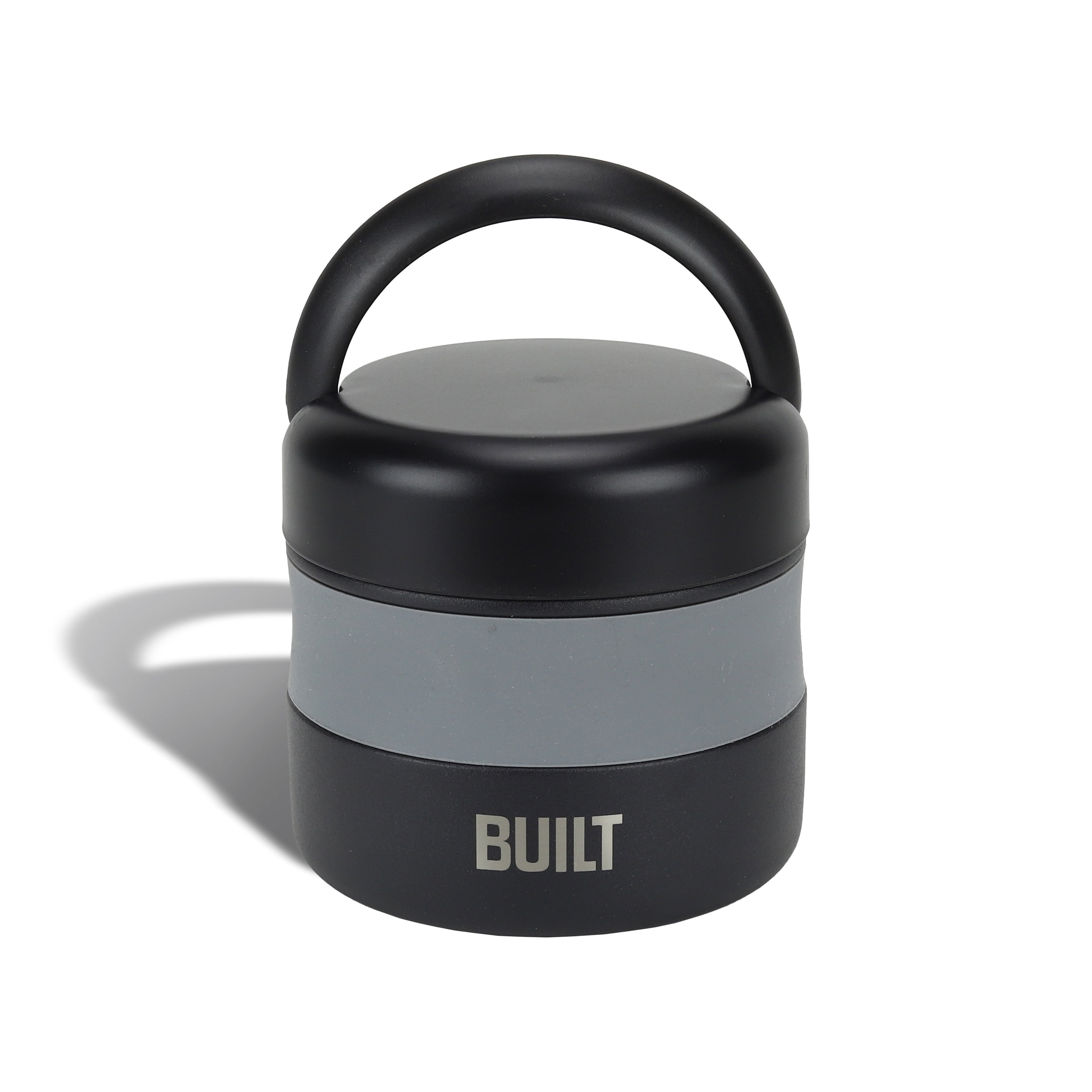 (3 pack) BUILT 12 oz Wide Mouth Vacuum Insulated Food Jar with Handle, Black and Gray, A Practical Choice for School Lunches and Activities to keep Meals Hot or Cold