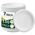 thumbnail image 1 of Platos de papel compostables Lexins ECO de 7 pulgadas (18 cm), paquete de 150, 1 of 6