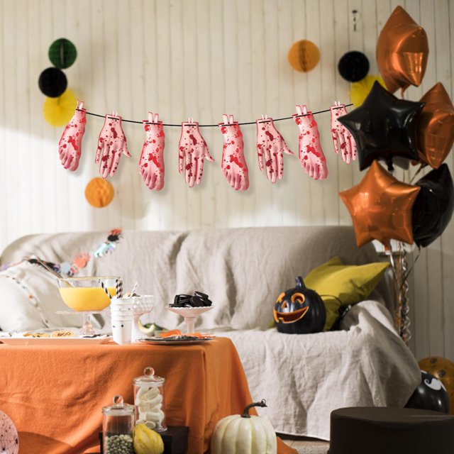 2 juegos de pancartas sangrientas para decoración de fiesta de Halloween - Horror Room Murder Mystery Scary Zombie Knife Vampire Realistic Blood Decoration