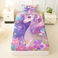 thumbnail image 3 of Erosebridal Watercolor Ink Graffiti Twin Sheet Sets,Cartoon Unicorn Colorful Flowers Bedding For Kids Girls 3-Piece, 3 of 6