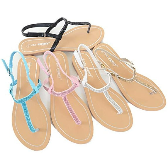 Sparkly Jeweled Bling Wedding Formal Thong Flip-Flop Sandals (White, 6 B(M) US)