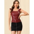 thumbnail image 3 of INSPIRE CHIC Camiseta Sin Mangas De Pu De Cuero Sintético Con Adornos De Encaje Para Mujer Vino rojo XS, 3 of 6