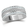 thumbnail image 2 of 14kt White Gold Mens Round Channel-set Diamond Grecco Textured Double Row Wedding Band Ring 1.00 Cttw, 2 of 2