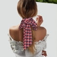thumbnail image 3 of Zufioo Heart Plaid Print Women's Long Silk Scarves, Dust and Sun Protection Headscarves, Scarves, Handbags, Clothing Accessories, Suitable for Travel, Dating-One Size, 3 of 7