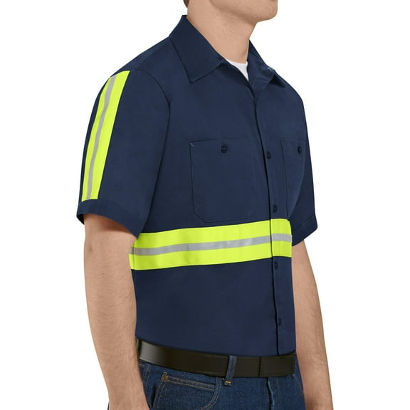 Red Kap Men's Short Sleeve Enhanced Visibility Cotton Work Shirt