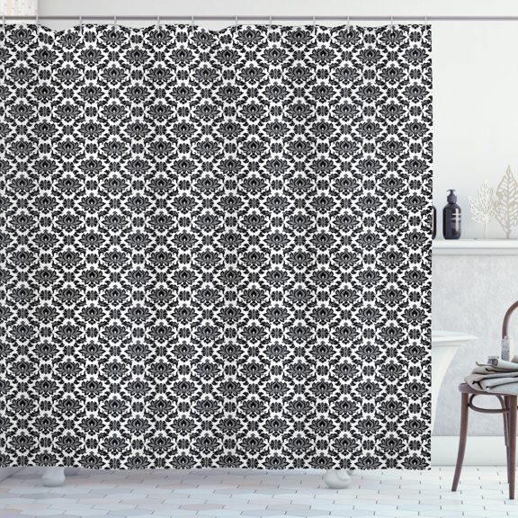 Ambesonne Black and White Shower Curtain, Venetian Scroll, 69"Wx70"L, Black and White