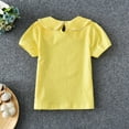 thumbnail image 6 of Yindaity Girls Short Sleeve T Shirts Kids Summer Crewneck Color Block Tops Fashion Tees Bulk Tshirts Yellow,18-24 Months, 6 of 9