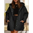 thumbnail image 4 of Women Long Diamond Quilted Hooded Jacket,Fashion Winter Coat Oversized Baggy, Warm Long Sleeve Jackets Black S, 4 of 7