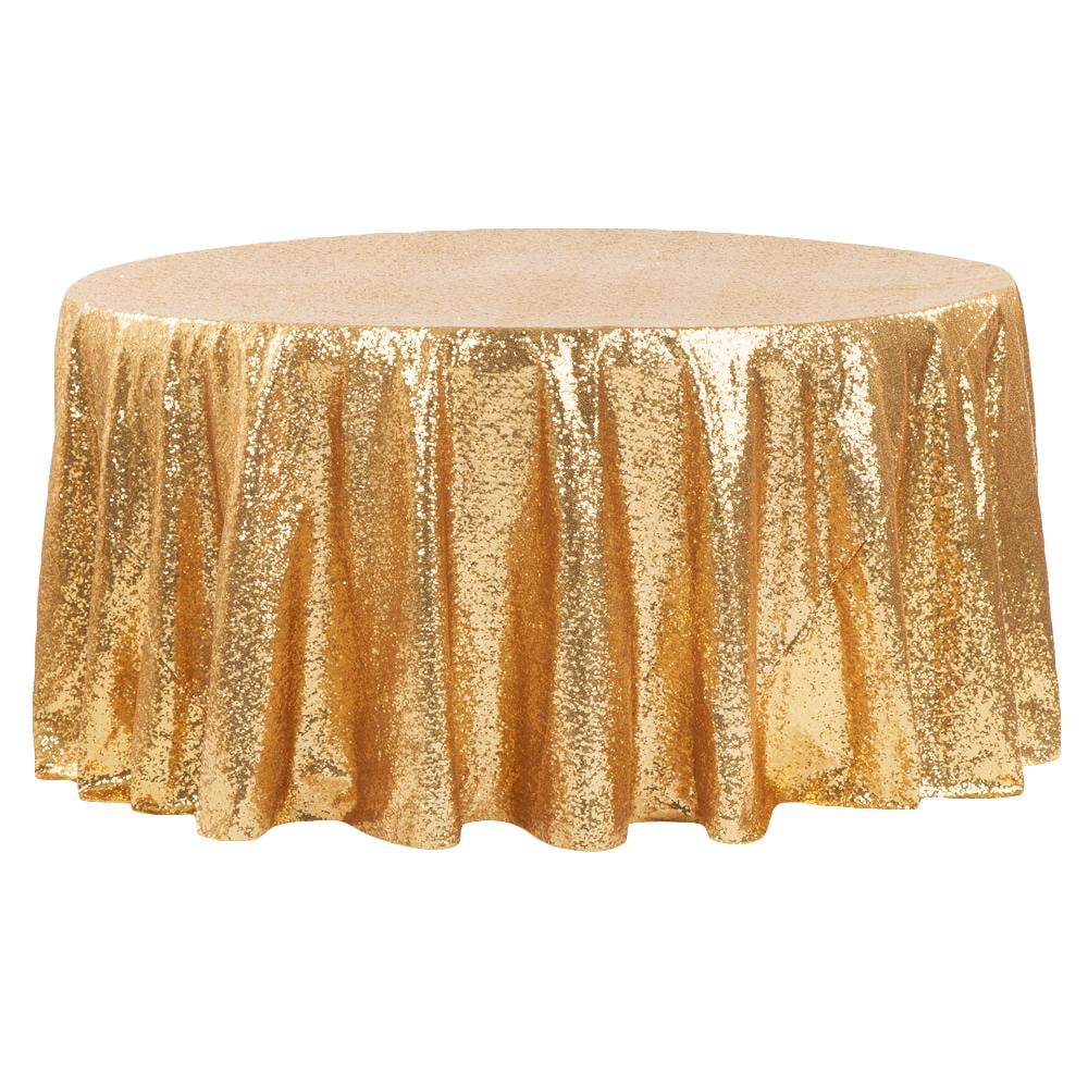 1 Pcs Rose Gold 108" Round  And 1 Pcs Black 108" Round Sequin Tablecloth 