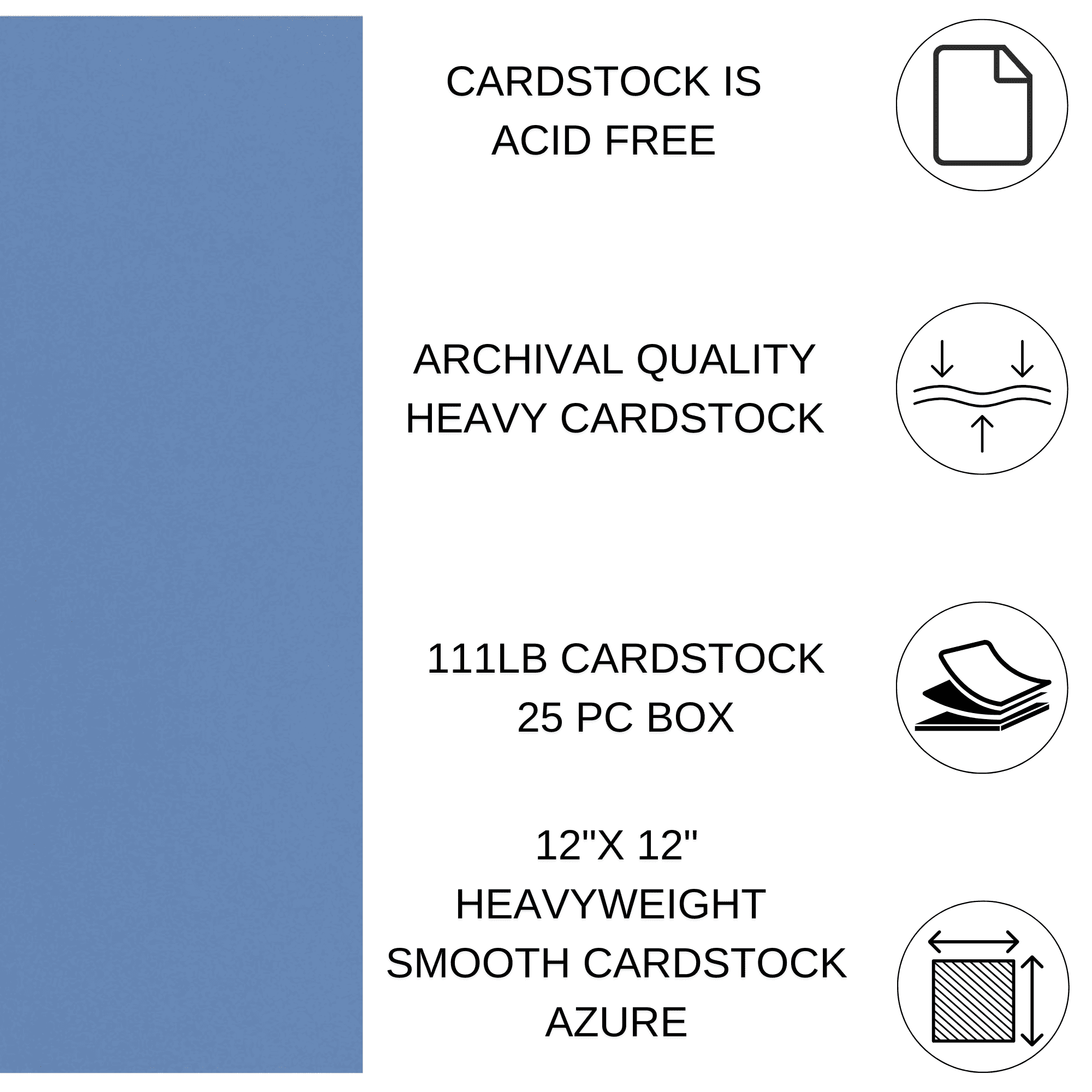 Paper Accents Cardstock 12"x 12" Heavyweight Smooth 111lb 25pc Azure