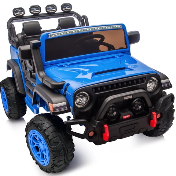 Hikiddo 2-Seater 24V Kids Ride-on-Car, Electric Ride on Toy Car w/Remote, Bluetooth & LED Lights - Blue