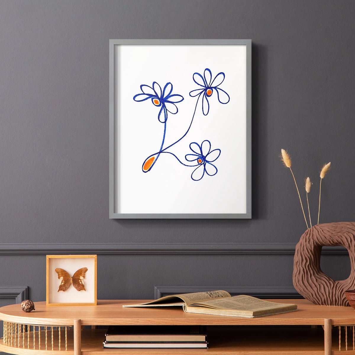 Wobbly Blooms III Framed Print - Solid Wood in Single Picture Frame Solid Wood 2 Framed Print