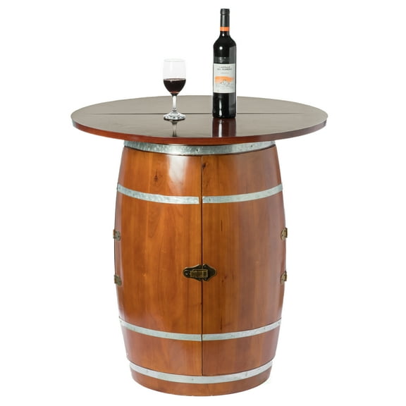Wine Barrel Round Table Wine Storage Cabinet