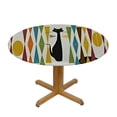 thumbnail image 3 of HAOXIT Mid-Century Modern Art Cat Tablecloth for Round Tables, Oil-Proof Spill-Proof and Tablecloth, Round Table Cloth. 46-50, 3 of 8