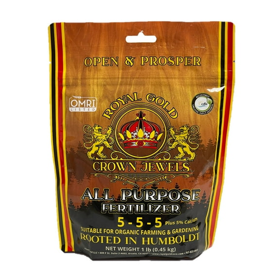 Royal Gold Crown Jewels Organic All Purpose 5-5-5 Dry Soluble Fertilizer, 1 lb - Excellent for Pre-Amending Soils, Top-Dress Applications, in Composts and Nutrient Teas