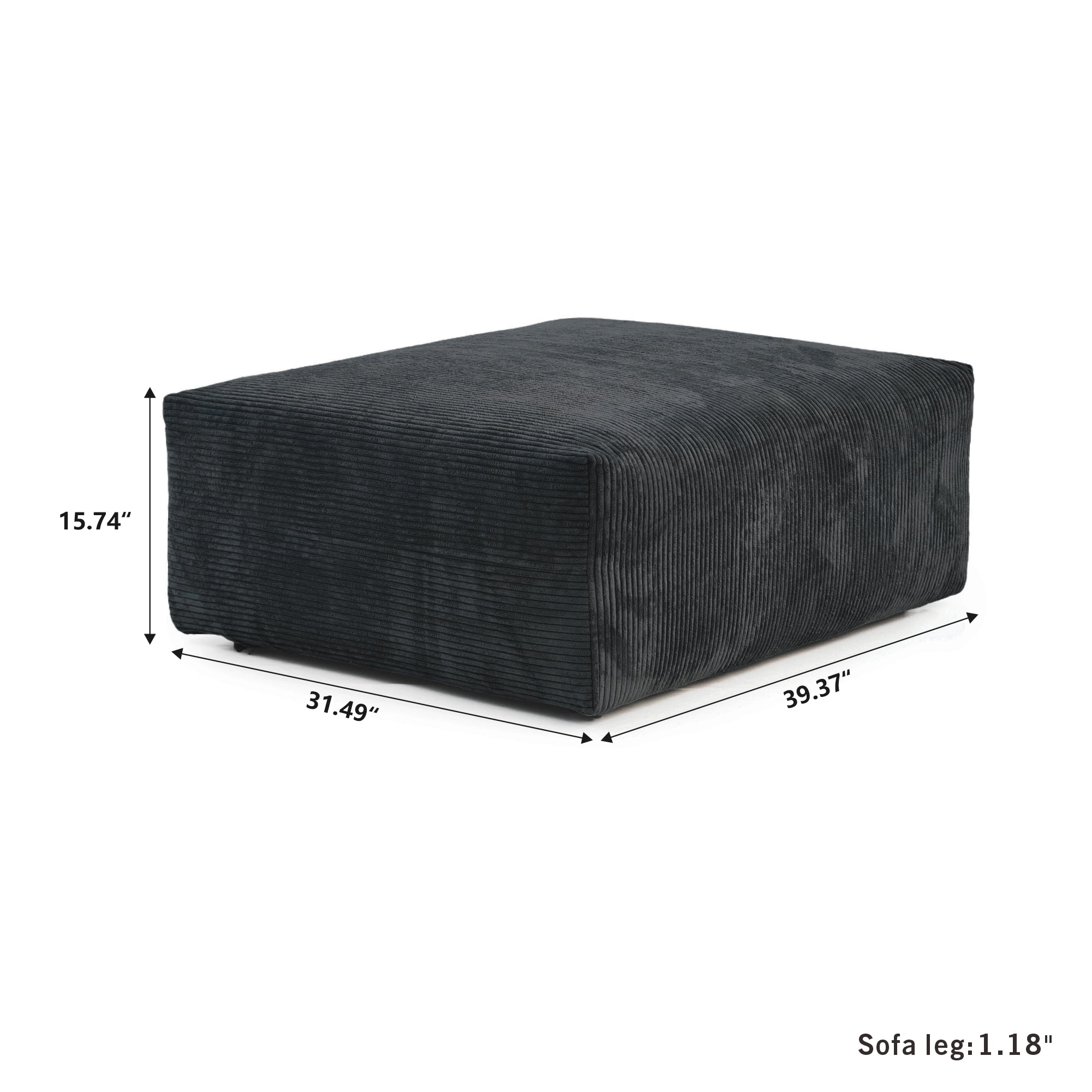 bokifol Modern Sectional Sofa Couch Floor Sofa for Bedroom,Living Room,Apartment and Small Space,Ottoman,Black