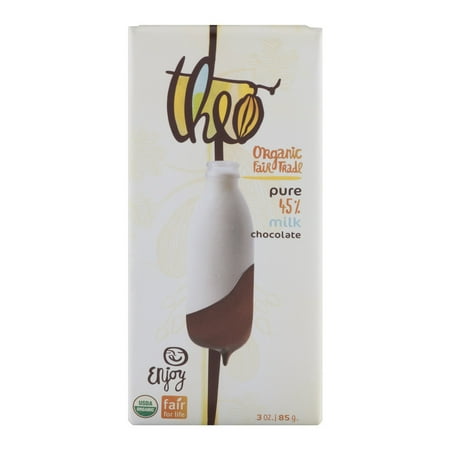 Theo Organic Fair Trade Pure 45% Milk Chocolate, 3.0 OZ