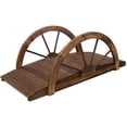 thumbnail image 5 of Olurrisa 3.3ft Wooden Garden Bridge Arc Footbridge with Half-Wheel Style Railings & Solid Fir Construction, Stained Wood, 5 of 9