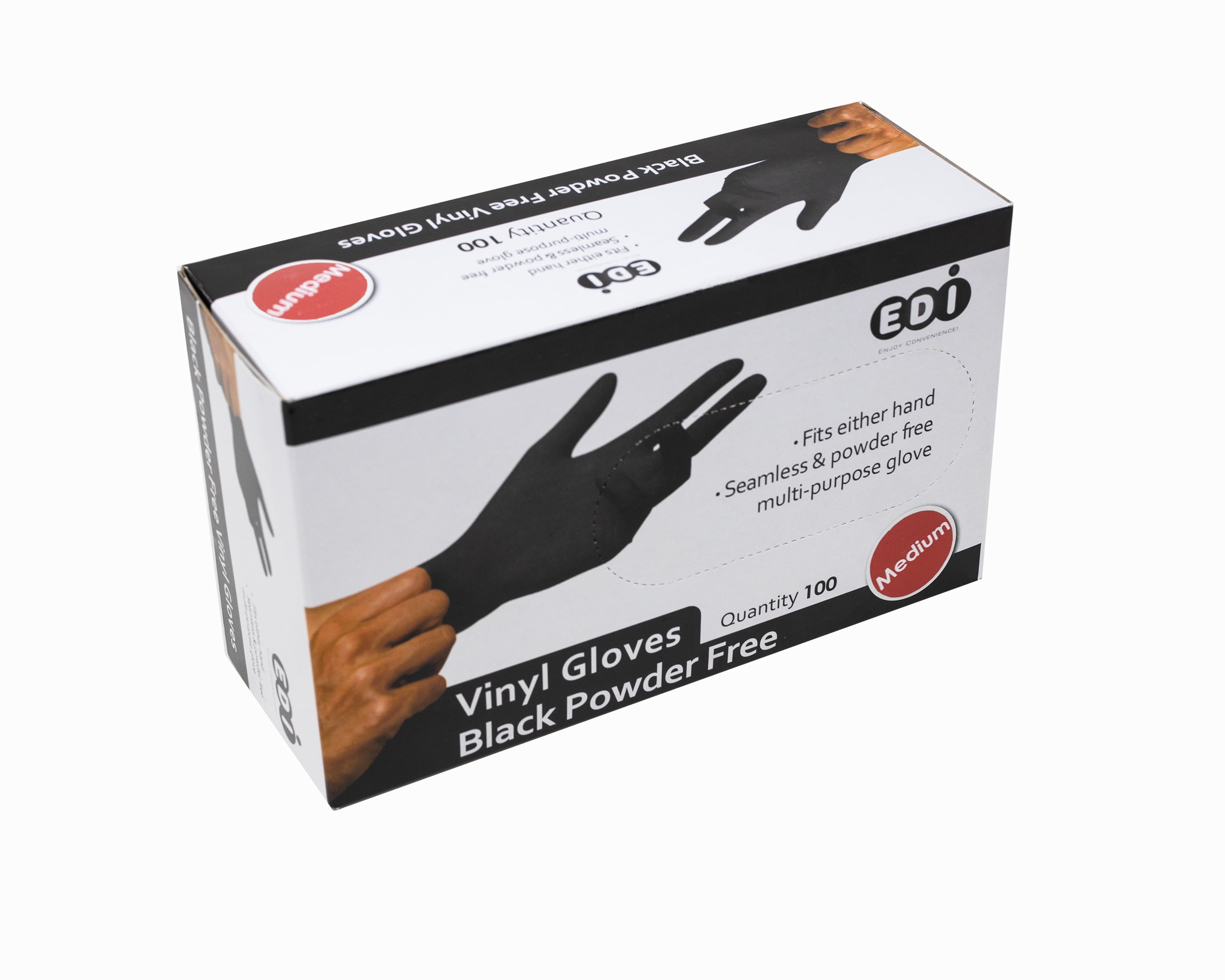 EDI Black Vinyl Gloves (Medium)