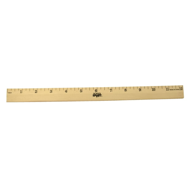 School Smart Single Beveled Plain Edge Wood Scale Ruler, 12 in L X 7/8 in W X 5/32 in Thickness