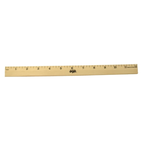 - School Smart Single Beveled Plain Edge Wood Scale Ruler, 12 in L X 7/8 in W X 5/32 in Thickness, 1/4 in Scaled, Clear Lacquer