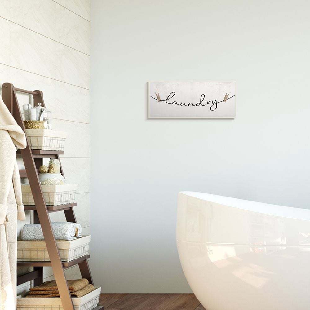 Stupell Industries Clothespins on the Laundry Line Typography Designed by Daphne Polselli