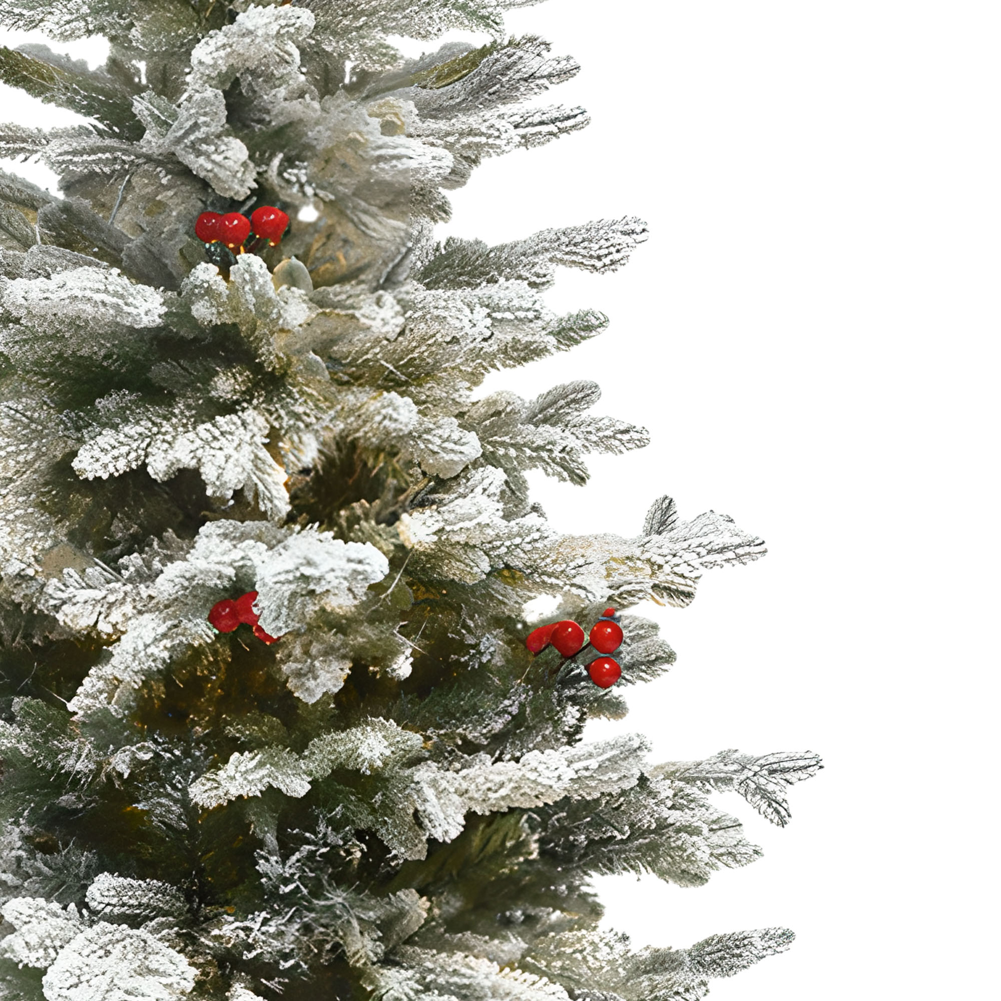 Uforic 4.5ft Potted Pre-Lit Flocked Pencil Christmas Tree with 358 PE & PVC Tips & 100 Lights, White Flocked